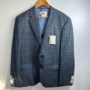 Thom Hudson Men’s Plaid Wool & Silk Suit-Blazer - Blue /Brown Size 48R New